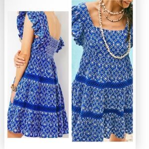 Lilly Pulitzer Morrie Ruffle Sleeve Eyelet Dress size 0 NWT